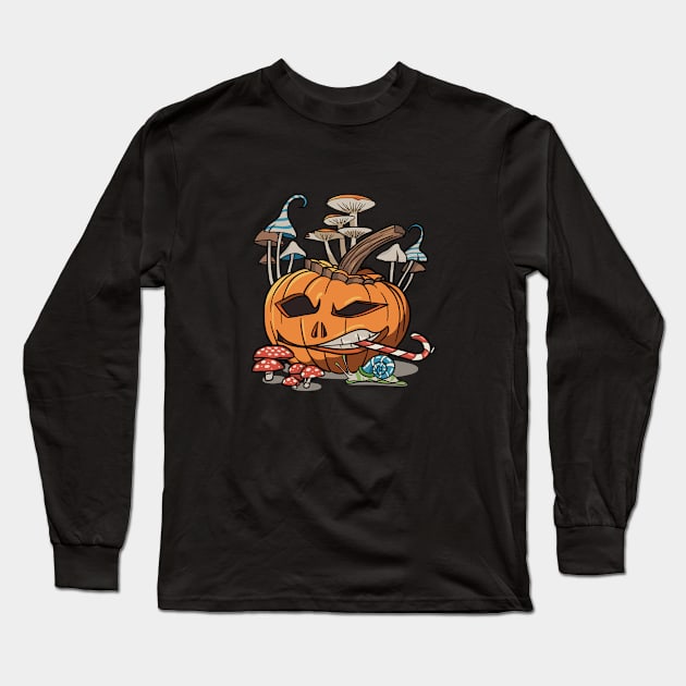 Wicked Pumpkin Long Sleeve T-Shirt by emanuelacarratoni